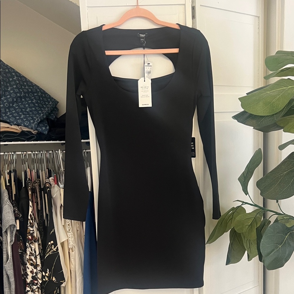 Express Black Mini Dress with Long Sleeves